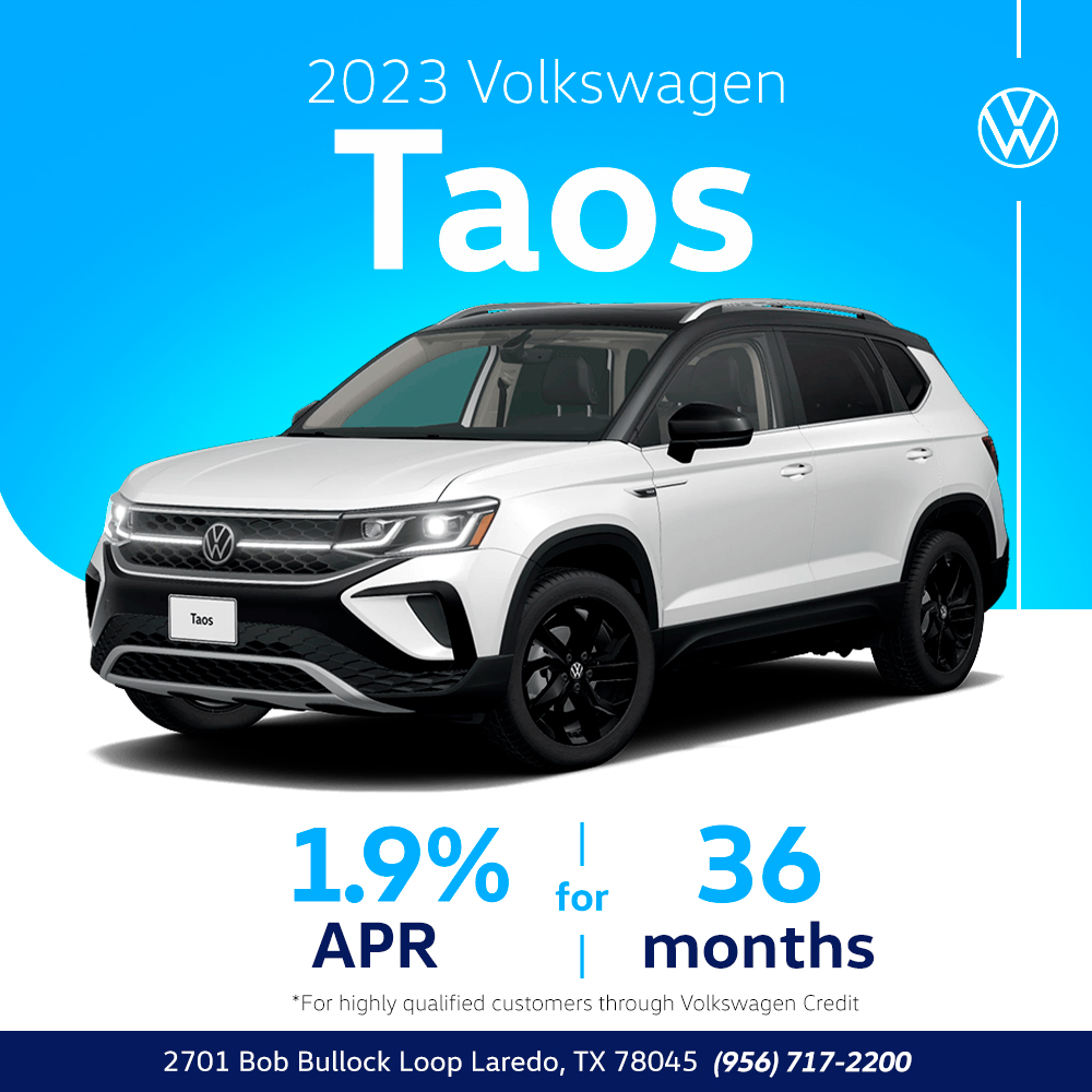 Did you know qualified customers can get 1.9% APR for 36 months on the 2023 VW #Taos?! 🤩 

Find out how at Ancira VW of Laredo! Call us at 956-628-7506 for more information. 

👉 See inventory: zurl.co/DcU6 

#ThinkAncira #Ancira #Volkswagen