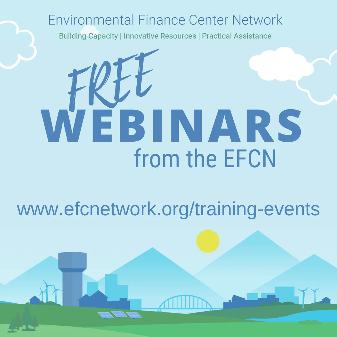 WSUEFC's tweet image. Join Environmental Finance Center Network (buff.ly/3kWfKas) experts for a no-cost webinar series on the Clean Water State Revolving Fund. This monthly series intends to help you better understand the CWSRF funding process. Learn more &amp;amp; register at buff.ly/3X1gR6g