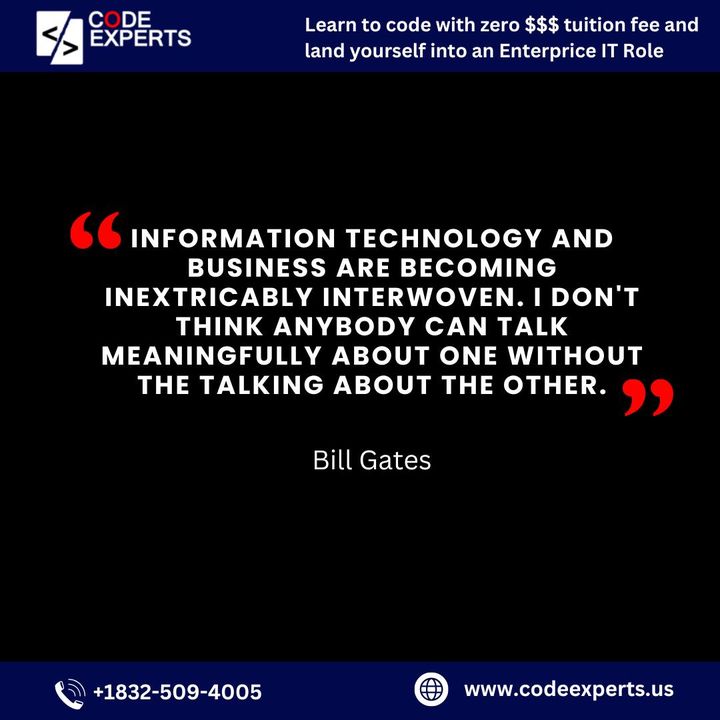 CodeExpertsUs's tweet image. Embrace the power of technology in business! In today's world, it's impossible to discuss one without the other. Stay ahead of the game by leveraging the latest technological advancements to drive growth and success. Let’s go invent tomorrow.
#codeexperts #codeexpertsUS