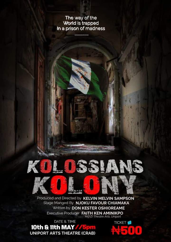 AborisadeAdeto1's tweet photo. Other than Movie-BigScreen popcorn,
which is itself "Pretty good"

There's something intriguing
about watching THEATRE/ DRAMA

@AskPHPeople
From the Stable @donkestertwits 

"𝐊𝐎𝐋𝐨𝐬𝐒𝐢𝐚𝐧𝐬 𝐤𝐎𝐥𝐨𝐍𝐲"

Coming on live @uniport 
Today 10th &amp; Tomorrow 11th of May

See you https://t.co/uIPHsBaNyf