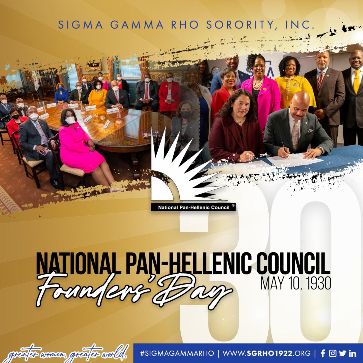SGRho's tweet photo. Happy 93rd Founders' Day to the National Pan-Hellenic Council! The National Pan-Hellenic Council was founded on May 10, 1930. 

International Grand Basileus Rasheeda S. Liberty currently serves as the Chair for the Council of Presidents. 

#NPHCFoundersDay #NPHC93 #SigmaGammaRho https://t.co/REPtBK3ScG