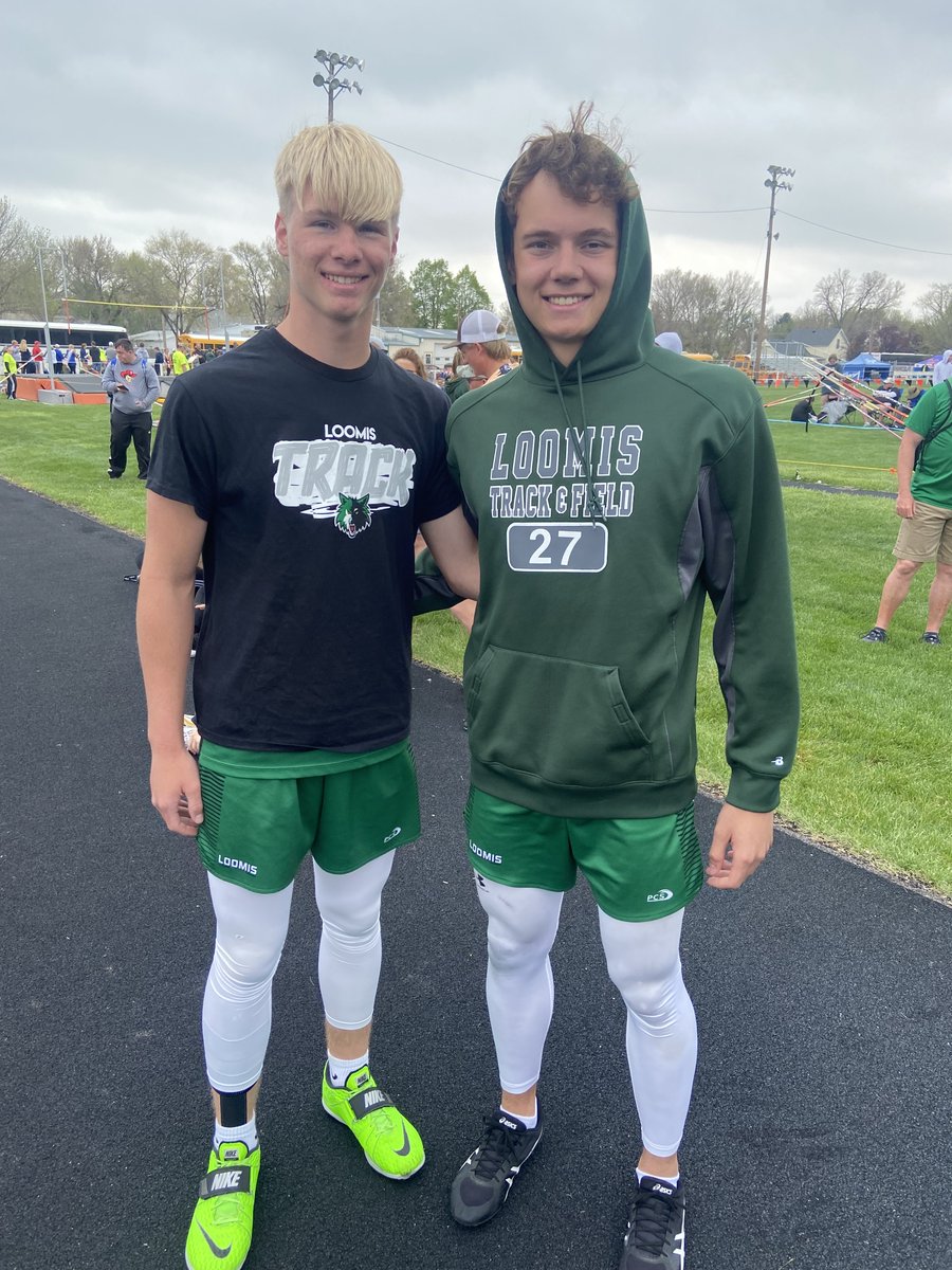 Cale and Gunnar have qualified for the state track meet in the HJ. #Loomiswolves