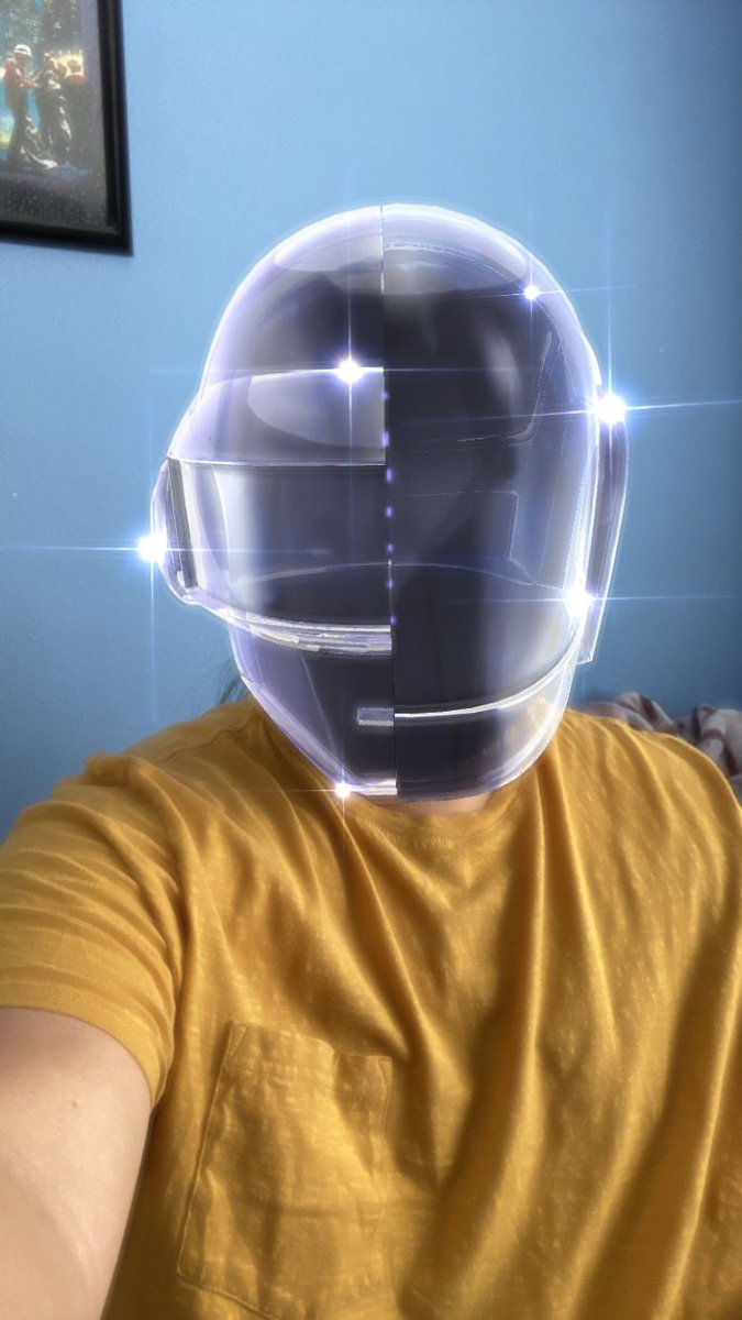 Daft_Wub's tweet photo. Having some fun with the Daft Punk Snapchat AR thing https://t.co/du4Ru23yA6