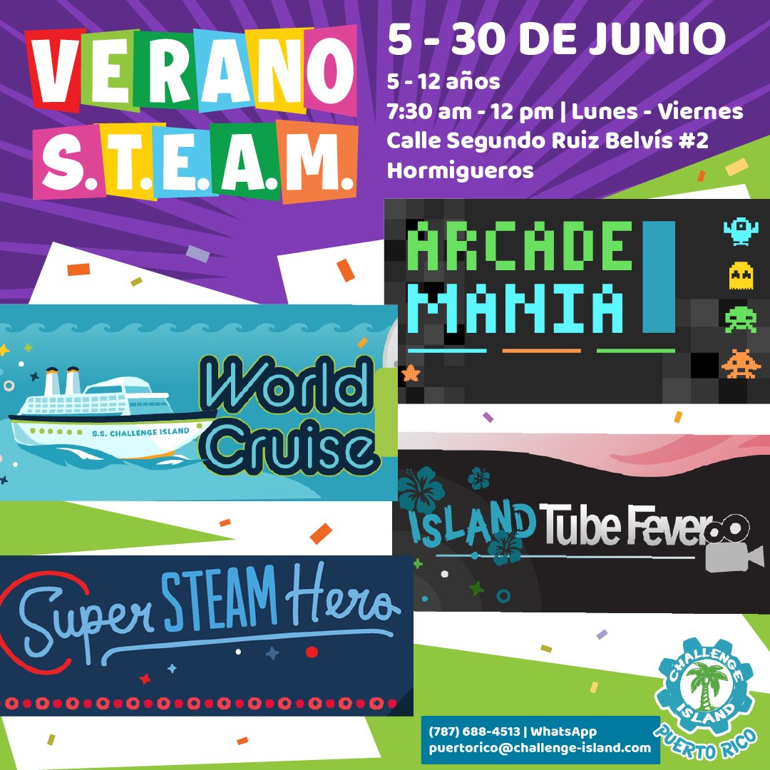 IslandPuerto's tweet photo. ¿Tienes niños que son amantes de los videojuegos y fans de Mario? Les presentamos Arcade Mania, parte de nuestro programa Verano S.T.E.A.M. https://t.co/eHMR1mkvV7
.
#ChallengeIslandPuertoRico #VeranoSTEAM https://t.co/KX5Smm5py7