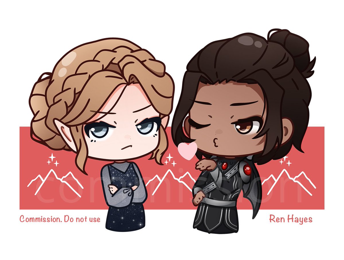 Ren_twst's tweet photo. Cassian and Nesta 😘😈

#acotar #nessian #cassian #nesta #chibi https://t.co/q6LGfA1FhL