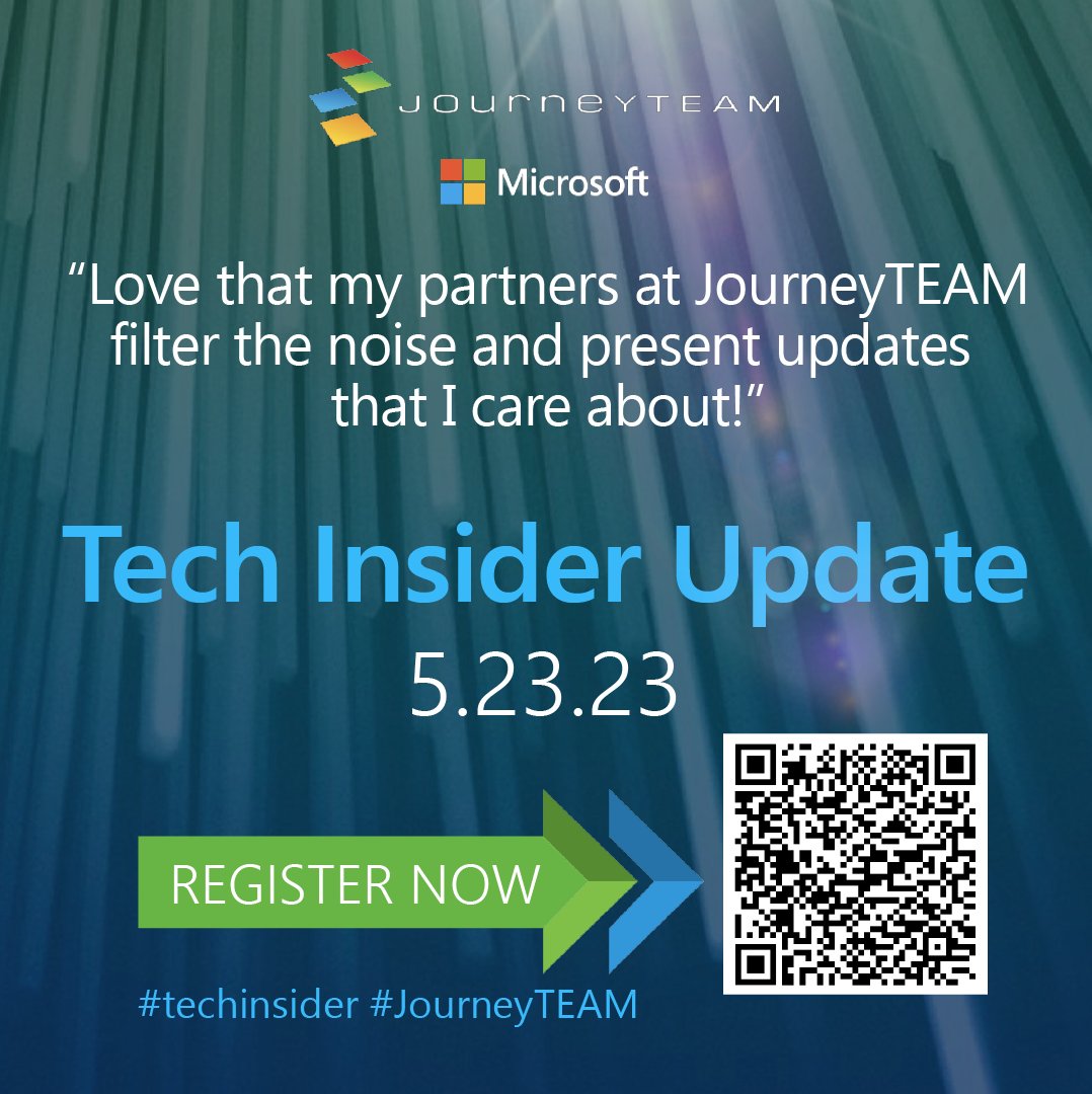 JourneyTEAM_UT's tweet photo. We are so excited to invite you to our #TechInsiderUpdate, where #Microsoft product experts will cover new features in #PowerBI, #Dynamics365, #Azure, Viva, and more!

Grab your free spot by scanning the QR code below!

#MicrosoftPartner #TechWebinar #Microsoft365 #JourneyTEAM https://t.co/cMpFm6tXlT