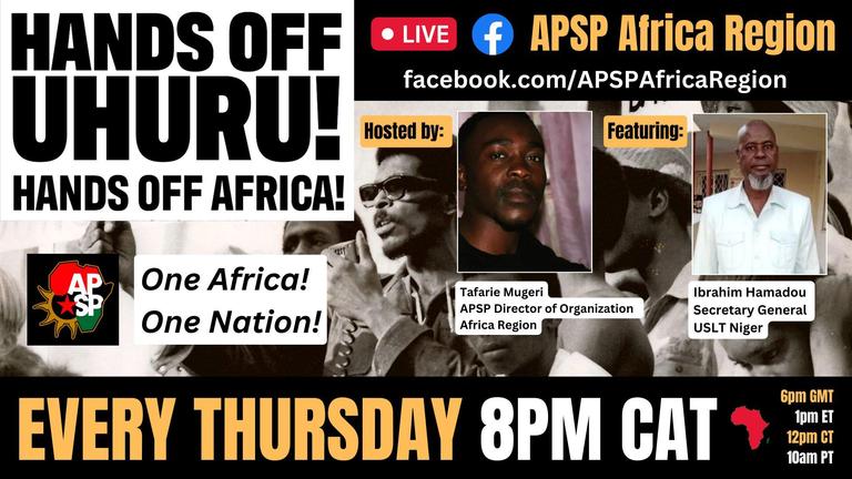 Weekly webinar tomorrow, Thursday, May 11! @HandsOffUhuru #HandsOffAfrica #Africa #Africans #SierraLeone #SouthAfrica #BlackPower #StopFBI #AntiColonialism #AfricanPeoplesSocialistParty #APSP #HandsOffUhuru
