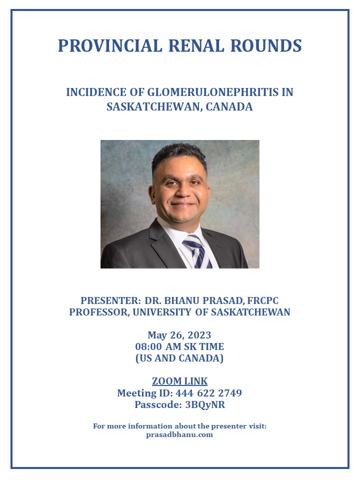 LPHS_Regina (@lphs_regina) on Twitter photo Friday, May 26, 2023 -Hear about the #incidence of #Glomerulonephritis #GN in #Saskatchewan #renal #KidneyDisease #Canada <a href="/Bhanu2405/">Bhanu Prasad</a> Friday, May 26, 2023 -Hear about the #incidence of #Glomerulonephritis #GN in #Saskatchewan #renal #KidneyDisease #Canada <a href="/Bhanu2405/">Bhanu Prasad</a>