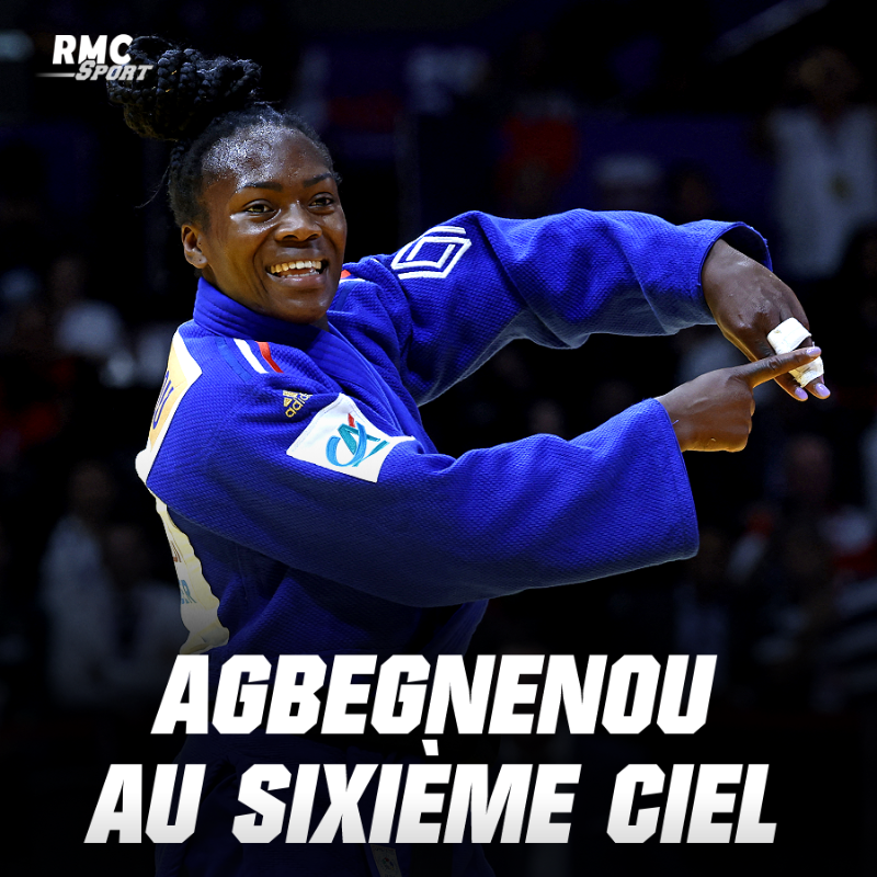 RMCsport's tweet photo. 🥇🥇🥇🥇🥇🥇 C'EST FAIT ! CHAMPIOOOOOOONNE DU MONDE ! Clarisse Agbegnenou remporte son SIXIEME TITRE MONDIAL !