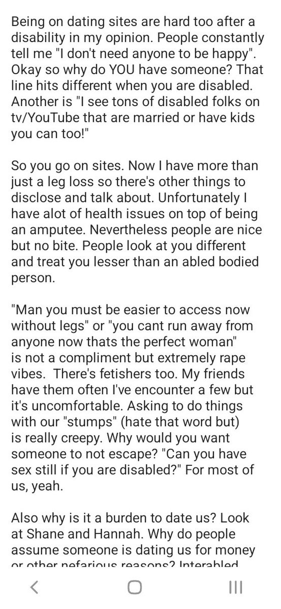 haleafine's tweet photo. Long rant about people saying disabled folks are a burden to be with.
#DisabilityTwitter #disabled #amputee #interabled https://t.co/XW7jiyxCHx