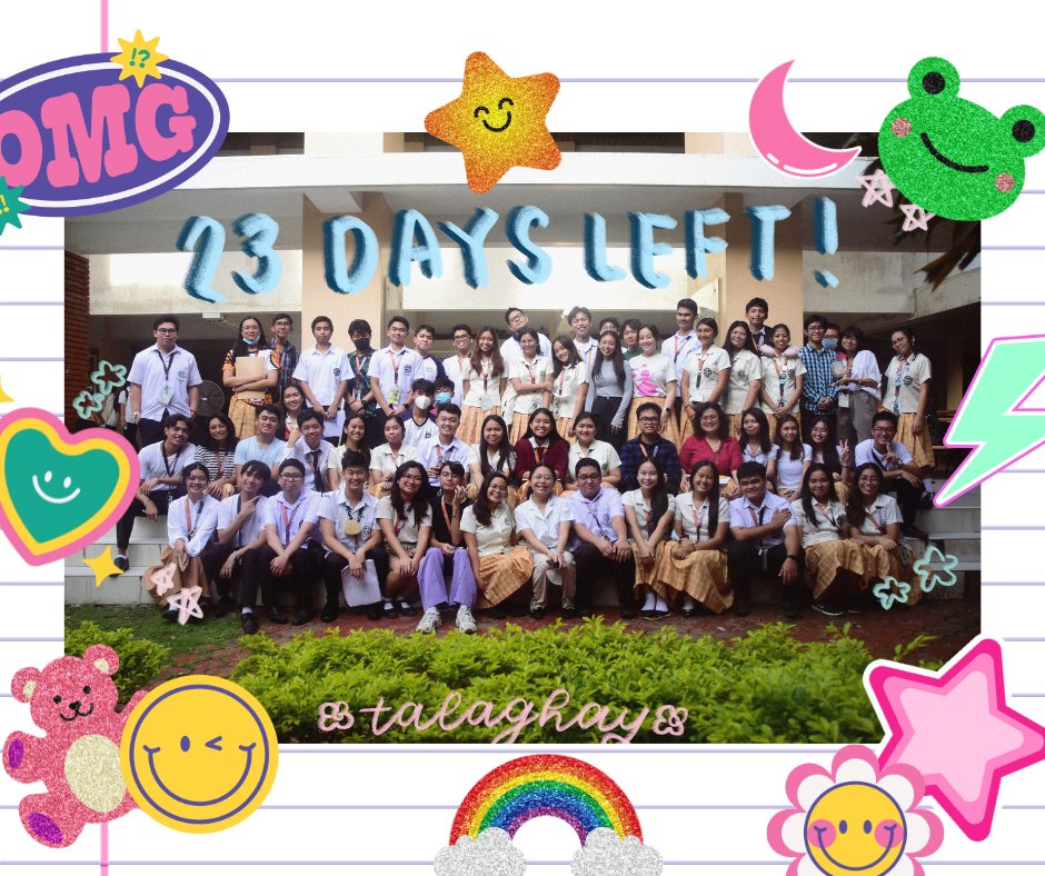 pshssmc_2023's tweet photo. "mura mag dili batchmate 6 years?"

and just like that, talaghay wraps up their 23rd day before graduation <3 despite the scene being a blur as we sprint through our day with projects, quizzes, and reports left and right. https://t.co/IAsFLx2XSz