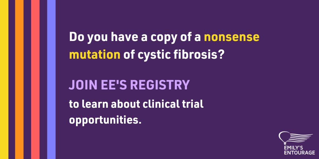 EmilysEntourage's tweet photo. If you or someone you know has a nonsense mutation of CF, register here >> https://t.co/xFJvkYDTwV

#EEupdates #CFAwareness https://t.co/rJESOakCeL
