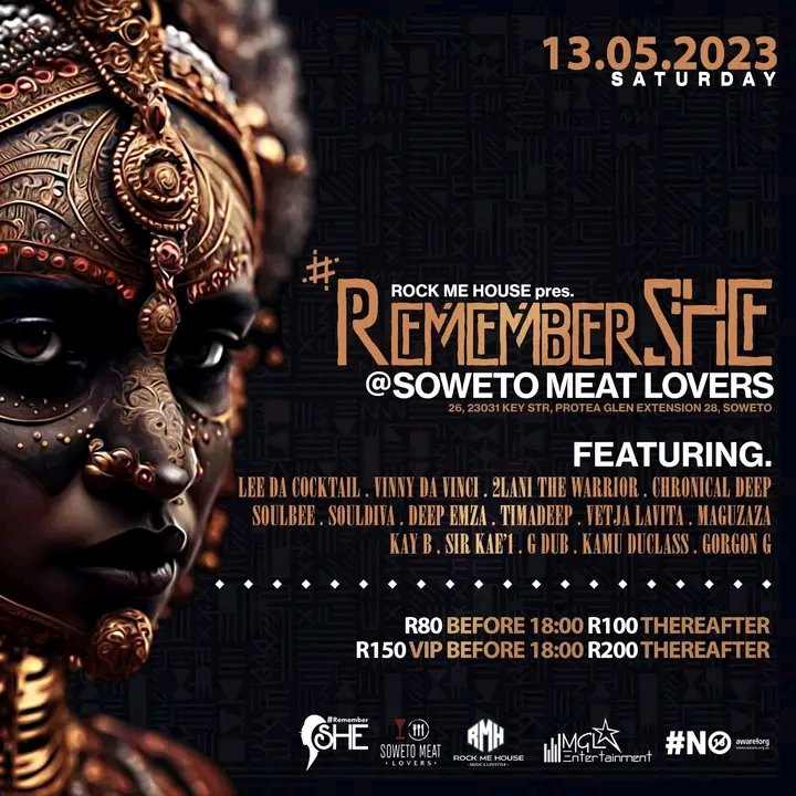 Akhona_Khulz's tweet photo. 13 MAY 2023
The GROOVE Will Be Delivered.💥
Soweto Meat House : #RememberSHE
Features : Lee Da Cocktail @VinnyDaVinci 2lani The Warrior @ChronicalDeep @DjSoulBeeSA @Souldiva_DJ @TimAdeep & More Spinners. https://t.co/oG13tRjkcs