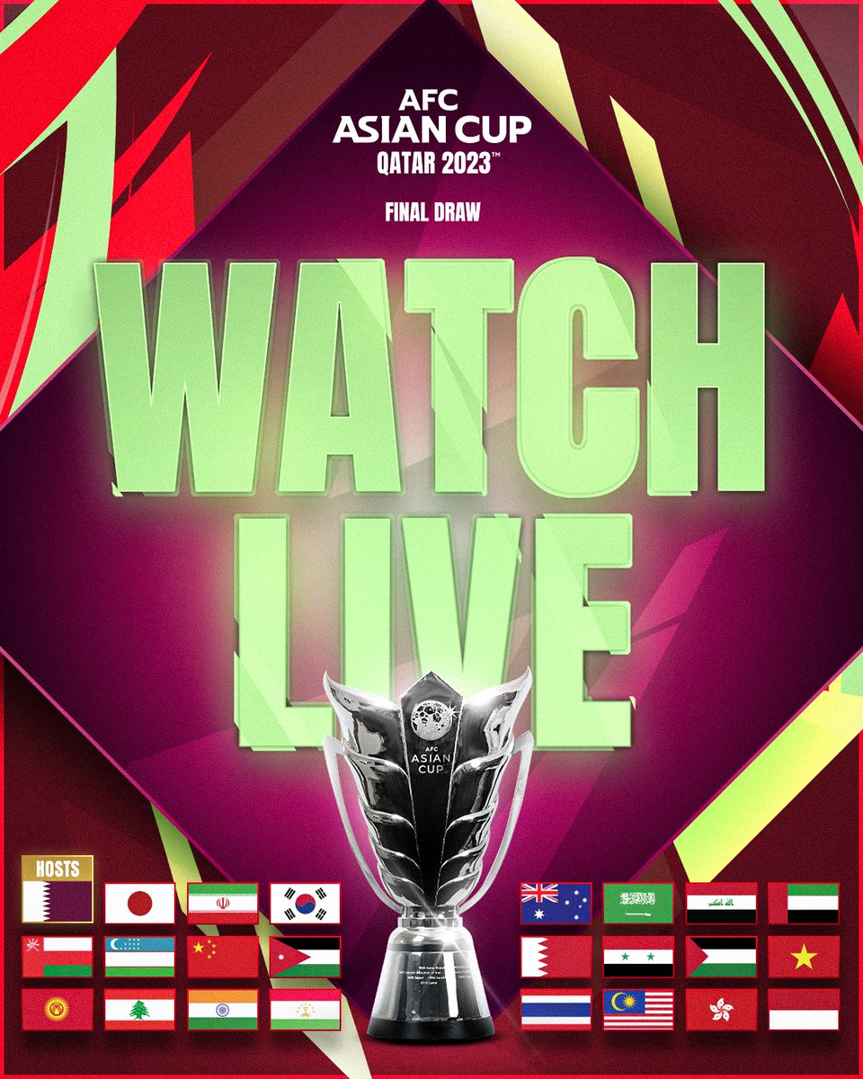 The Final Draw for the @afcasiancup Qatar 2023 will take place tomorrow at 2pm Doha time! Follow the proceedings live by clicking on the link below bit.ly/AsianCup2023Fi… #AsianCup2023