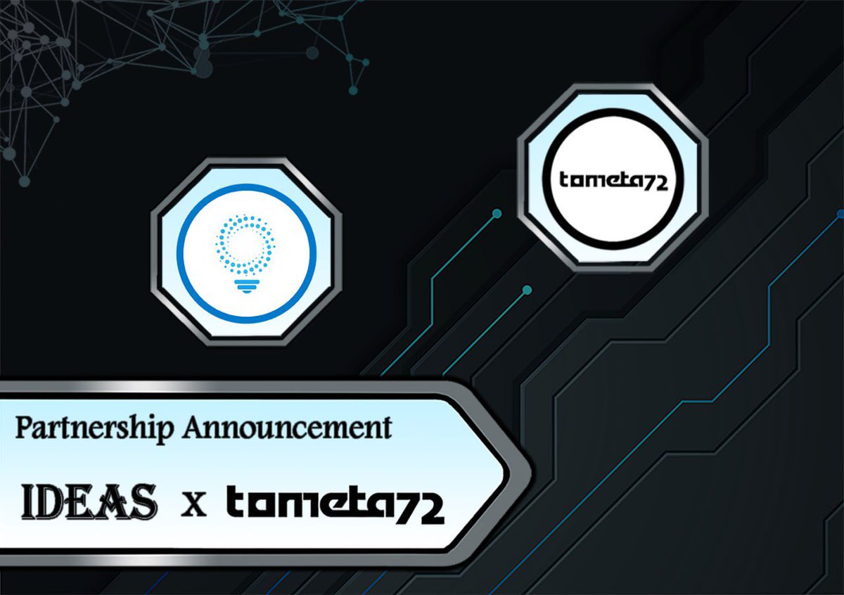 tometa72's tweet image. ✅ Partnership #Announcement ✅

We are delighted to announce our #partnership with IDEAS💡!

@IDEAS_TheToken 💡 is a decentralized autonomous application platform, designed to bring together entrepreneurs, investors, and skills in a shared space that operates using…