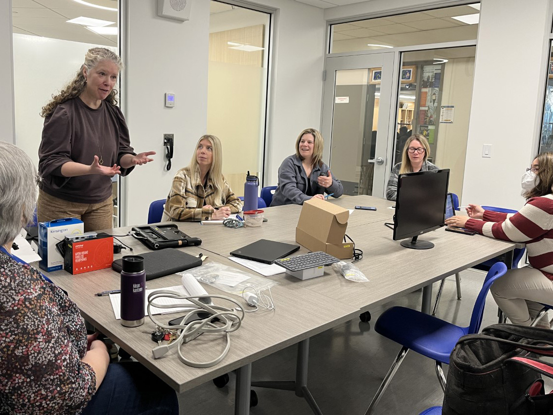 set_bc's tweet photo. Earlier this Spring, a SET-BC #TSVI & educator team met with a #SD68 Nanaimo school team to discuss #AssistiveTechnology options like the #CloverBook, iPad, #PIXPRO camera, #OrbitWriter & #AfterShokz headset.
@sd68bc #BuildingCapacity #LowVision #VisionTechnology #BCed #Inclusion https://t.co/yOqUlD5jAu