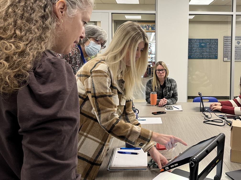 set_bc's tweet photo. Earlier this Spring, a SET-BC #TSVI & educator team met with a #SD68 Nanaimo school team to discuss #AssistiveTechnology options like the #CloverBook, iPad, #PIXPRO camera, #OrbitWriter & #AfterShokz headset.
@sd68bc #BuildingCapacity #LowVision #VisionTechnology #BCed #Inclusion https://t.co/yOqUlD5jAu