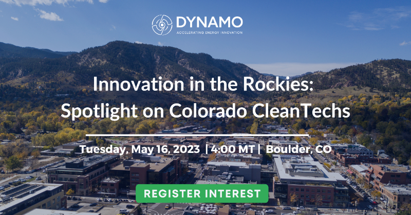 DynamoEnergyHub's tweet photo. Join us during #BoulderStartupWeek as we showcase some of Colorado's most innovative cleantech with our space partner Kiln for our event: Innovation in the Rockies. We're thrilled to welcome our speakers from @wearecoz, @gobuildee, @pivot_energy, & Finch.