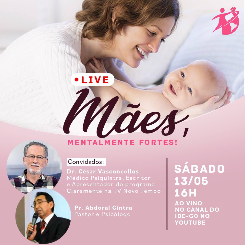 Dia da Mães. Live no canal do IDE-GO no YouTube, neste #sabado às 16h. Divulgue para as mães e mulheres que você quer homenagear.
#felizdiadasmaes #DiaDasMães #Familia #family #tbt