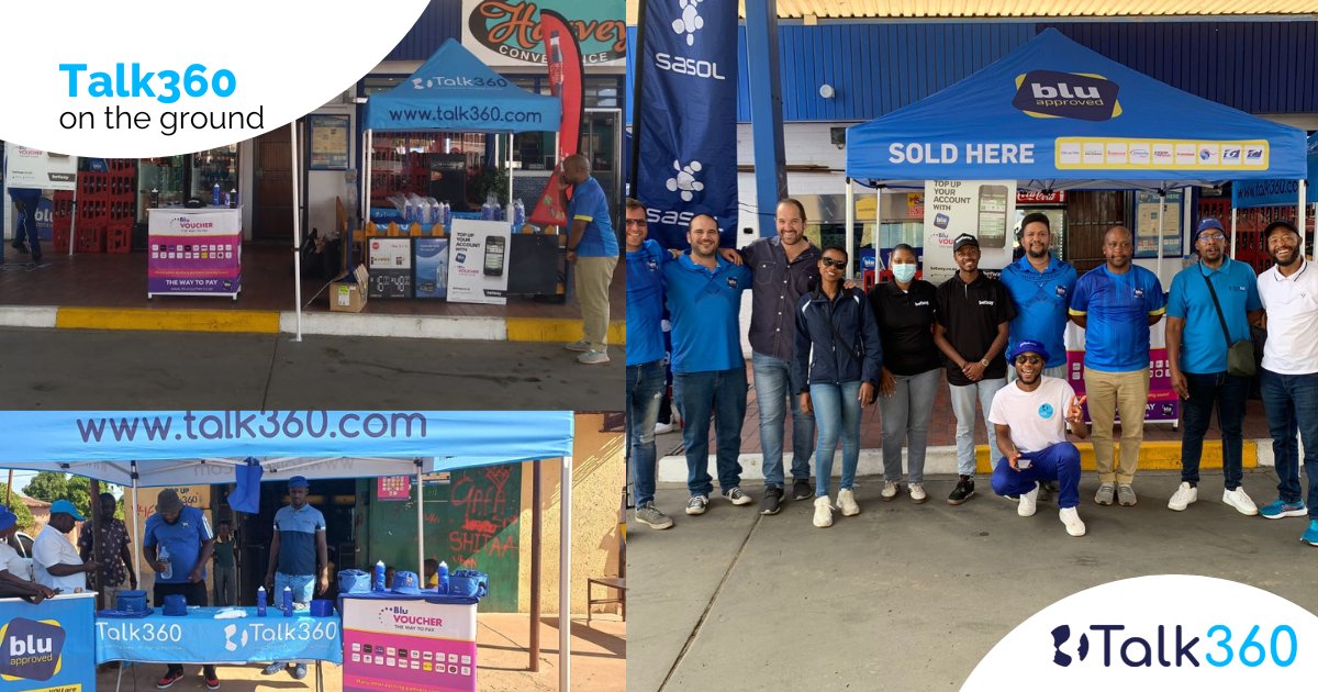 Talk360za's tweet photo. We kicked off our joint activations with @BluVoucher last week at the Sasol in Bloemfontein. 🙌🏽
Keep an eye out for the next activations with our friends at Blu Voucher on our social media platforms. Don't miss out.💙
#Talk360 #ConnectingLives #BridgingDistance https://t.co/2DAFmjtScy