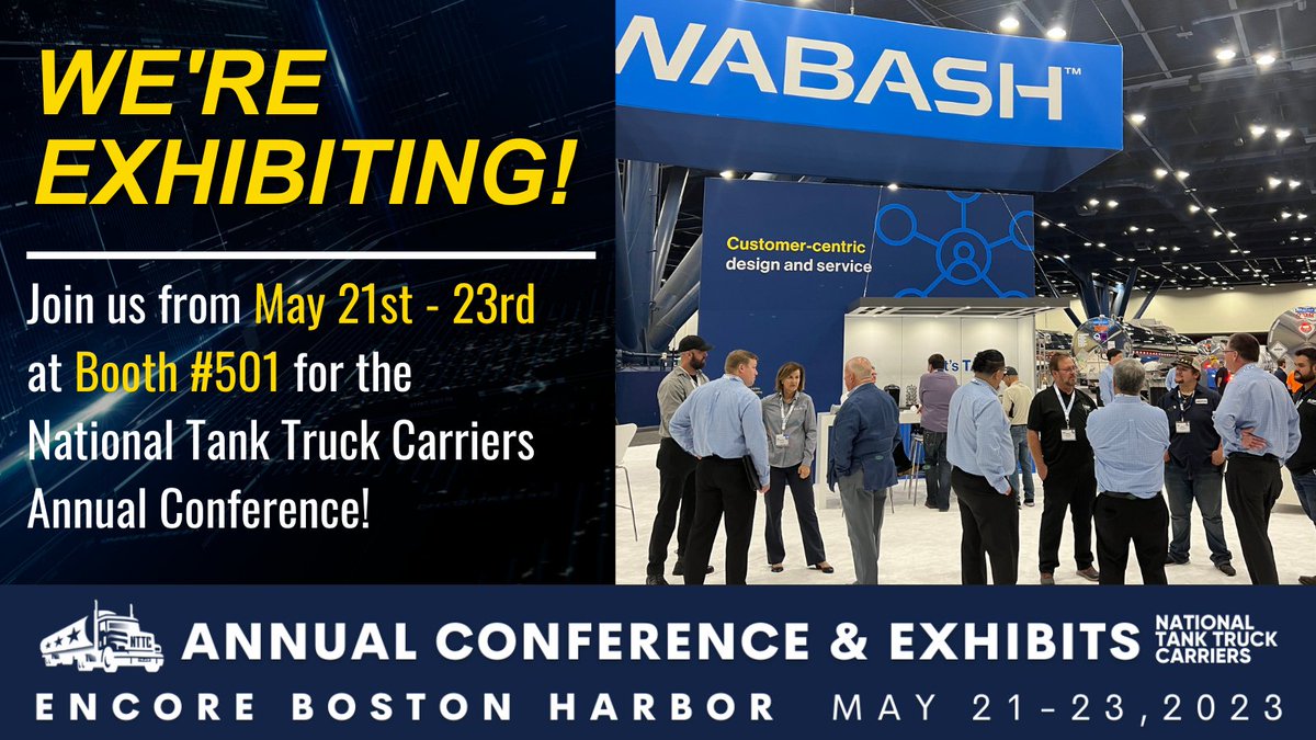 OneWabash's tweet photo. Wabash is coming to Boston, MA for the @TankTruckAssoc Annual Conference!
Come see us at Booth #501 from May 21st - 23rd. The members of our team are looking forward to chatting with you about our future-forward solutions.
#NobodyButWabash #NTTC2023 #OneWabash https://t.co/nkMfi7DApI