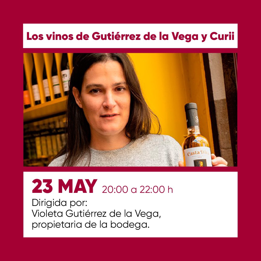 Reserva tu plaza y descubre con Violeta Gutiérrez de la Vega los fantásticos vinos de Gutiérrez de la Vega, una de las bodegas más emblemáticas de Alicante, y Curii Uvas &amp; Vinos, un proyecto basado en la recuperación de viñedos antiguos de la Marina Alta. bit.ly/3ymLxVC