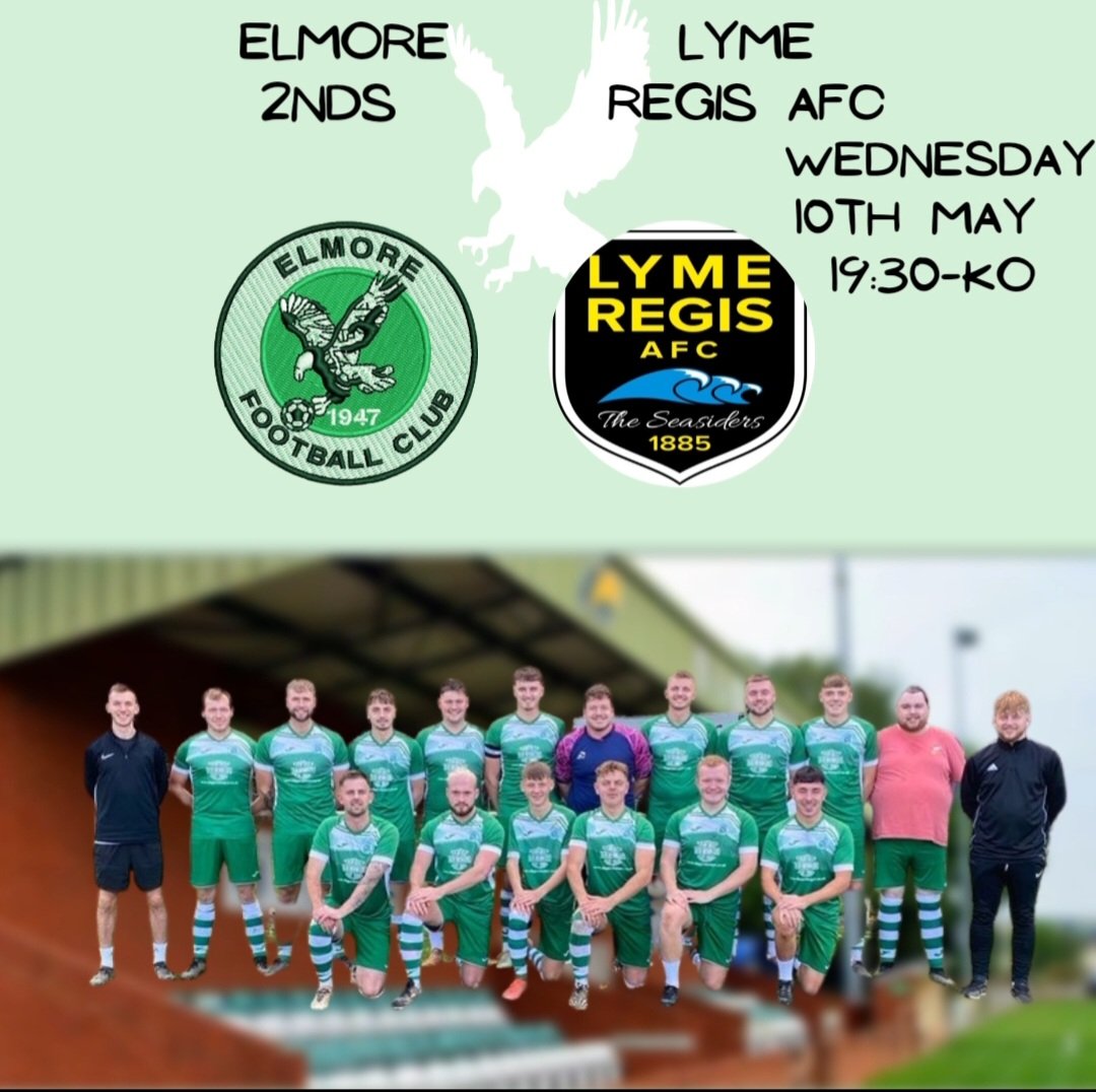 Elmore AFC (@elmoreafc) on Twitter photo The season continue for <a href="/Elmore2nds/">Elmore AFC 2nds</a> as they look to secure 2nd place in the <a href="/DevonExeterLge/">Stitch2Print Devon & Exeter Football League</a>.
Tonight they welcome <a href="/LymeRegisFC/">Lyme Regis AFC</a> for a 19:30 KO.
Get over to Horsdon Park and support the lads 🦅
<a href="/swsportsnews/">South West Sports News</a>
#nonleaguefootball
#4togo
#tivertonfootball The season continue for <a href="/Elmore2nds/">Elmore AFC 2nds</a> as they look to secure 2nd place in the <a href="/DevonExeterLge/">Stitch2Print Devon & Exeter Football League</a>.
Tonight they welcome <a href="/LymeRegisFC/">Lyme Regis AFC</a> for a 19:30 KO.
Get over to Horsdon Park and support the lads 🦅
<a href="/swsportsnews/">South West Sports News</a>
#nonleaguefootball
#4togo
#tivertonfootball
