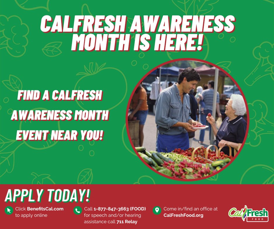 May is #CalFreshAwarenessMonth!  Find an event near you and learn more about #CalFresh by visiting calfreshawarenessmonth.com/events-map