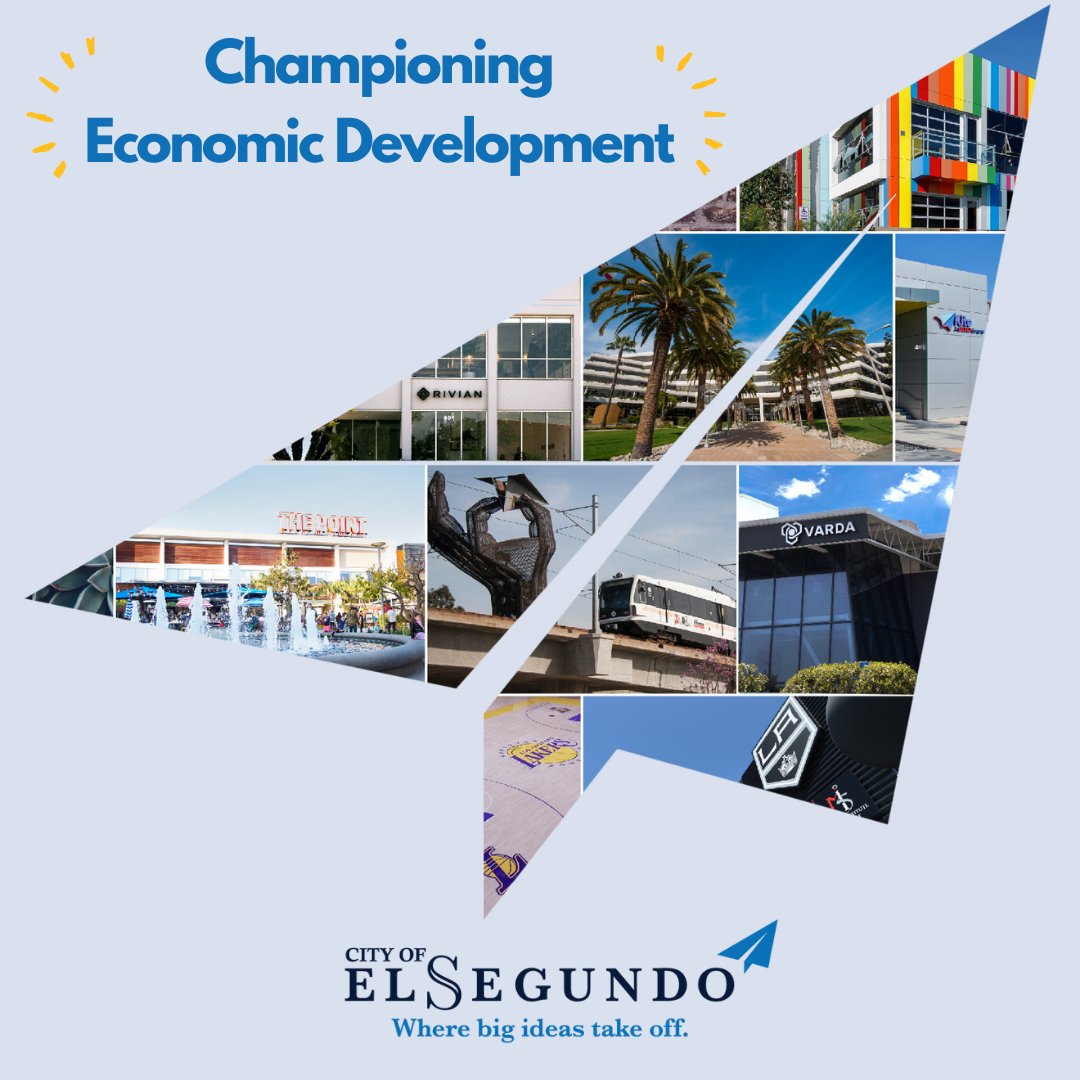 elsegundocity's tweet image. This #EconDevWeek, we’re celebrating our award-winning Econ Dev program that has attracted new businesses - from global giants to fast-growing startups, supported existing businesses &amp;amp; created a vibrant economy.  Thank you for making El Segundo the city #WhereBigIdeasTakeOff.