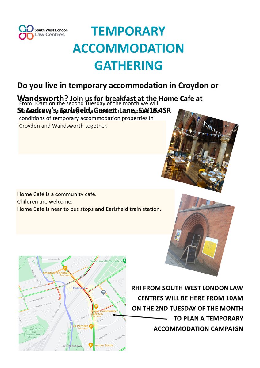 Thanks to @HomeCafeSW18 for having us on Tuesday for our new monthly #Wandsworth #TemporaryAccommodation gatherings.

We'll be at the Home Cafe on the 2nd Tuesday of the month building our campaign together.

Live in #Wandsworth temporary accommodation? Join us 💪💪
👇👇