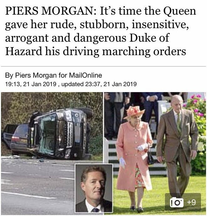Shannon79053723's tweet photo. If @piersmorgan A.K.A #Low2 loves the Royal Family so much, why did he say this about Prince Philip? https://t.co/G03U8wfV0y