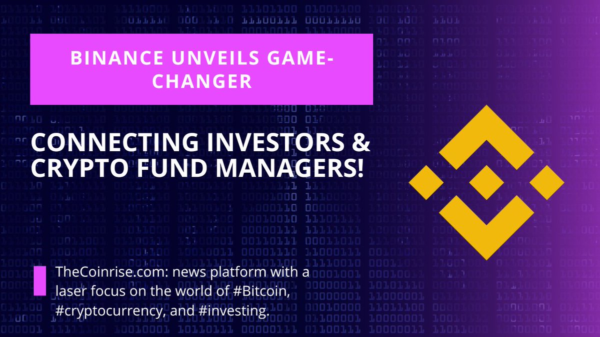 TheCoinriseCom's tweet photo. 🔥 #Binance debuts #CapitalConnect to connect investors with #crypto fund managers! 💼💡 The platform enables institutional investors to get safe and secure exposure to #cryptocurrency 🌐💰#Blockchain #FundManagers #DeFi
https://t.co/8y73Rt1s54 https://t.co/TZqIhqc4YQ