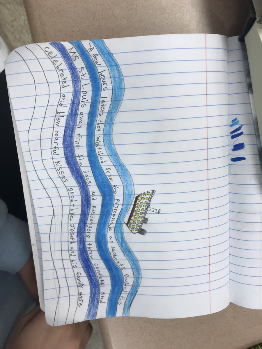 MaycieSchmidt's tweet photo. Such a fun day of trying out @pennykittle 's "Illustrated Quotations" notebook entries. Collecting examples of beautiful writing and significant quotes in our book club books. Always the best when students say, "Can we do this again?" Thanks for sharing this idea @CVanDerWende https://t.co/mQpEOCiFWq