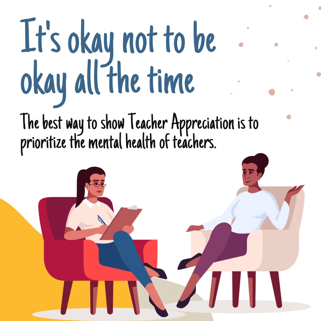 The best way to demonstrate #TeacherAppreciation is to acknowledge and facilitate #mentalhealthsupport for teachers. Not just this week. Every day of every week. #MentalHealthAwarenessMonth #teachermentalhealth #support #adultSEL