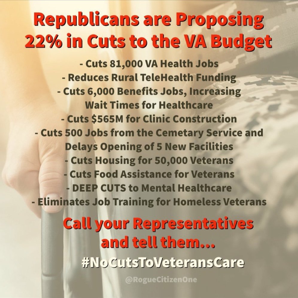 @MeidasTouch @SpeakerMcCarthy The @HouseGOP @SenateGOP  CUTTING #Veterans benefits & care by over 22% is also another slap in the face of us who served & became disabled 4 this country 
#GOPHatesVeterans #RepublicansDefaultOnVets  #protectveteranshealthcare
#HandsOffVeteransCare