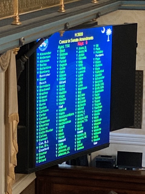 The House has unanimously concurred with Senate amendments to H 3908, the bill to extend paid parental leave benefits to educators. This means the bill received a unanimous vote at EVERY stage of legislative process and now heads to <a href="/henrymcmaster/">Gov. Henry McMaster</a> to be signed into law!
