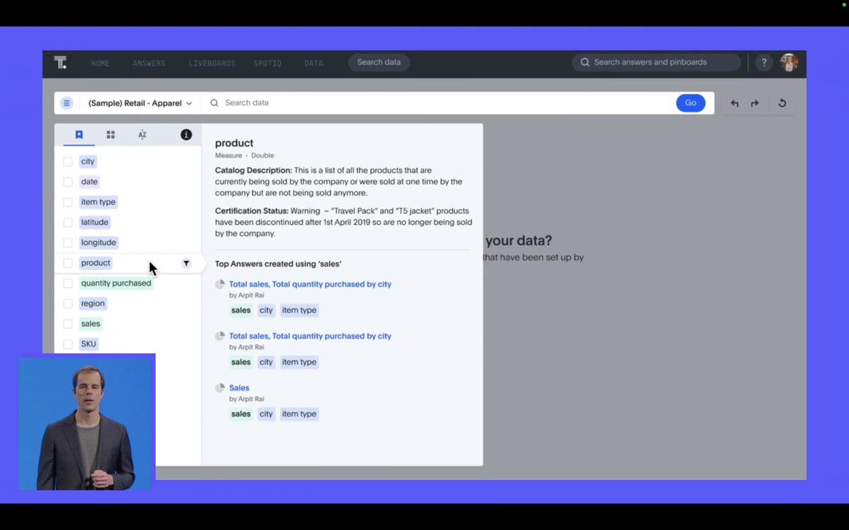 thoughtspot's tweet image. To help your teams build #dataliteracy and get more value from the search experience, we’re introducing Knowledge Cards, which provide additional metadata about the data sources being used to build answers. #BeyondData23