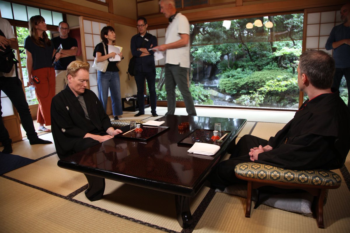 TeamCoco's tweet photo. Today on #INSIDECONAN Mike and @jessiestwats are talking #CONAN Japan with Jordan Schlansky, Jason Chillemi, and Frank Smiley. They discuss Ralph Macchio shattering Jordan's perception of Hollywood, Conan's very specific palate, and more. Listen: https://t.co/upAxQB1qBT https://t.co/EljOO2VCmR