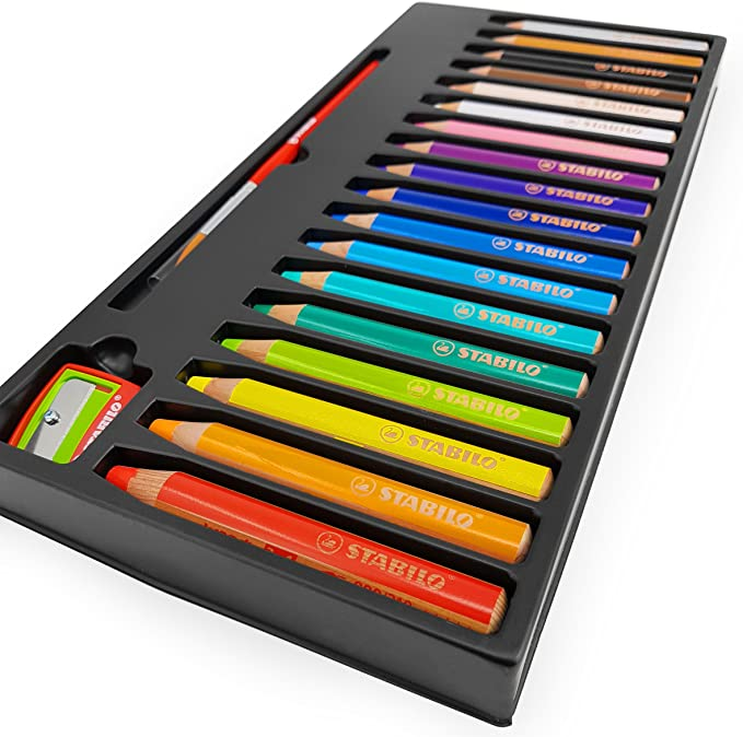 Éindelijk juiste schrijf-en tekenmateriaal voor op mijn whiteboard!
Ken je dit: whiteboardstiften die moeilijk te verwijderen zijn, uitgedroogde stiften, platte punten, te weinig kleurkeuze?
Deze slijpbare potloden van Stabilo Woody, zijn perfect! Doos, 18 st. ongeveer € 30,-