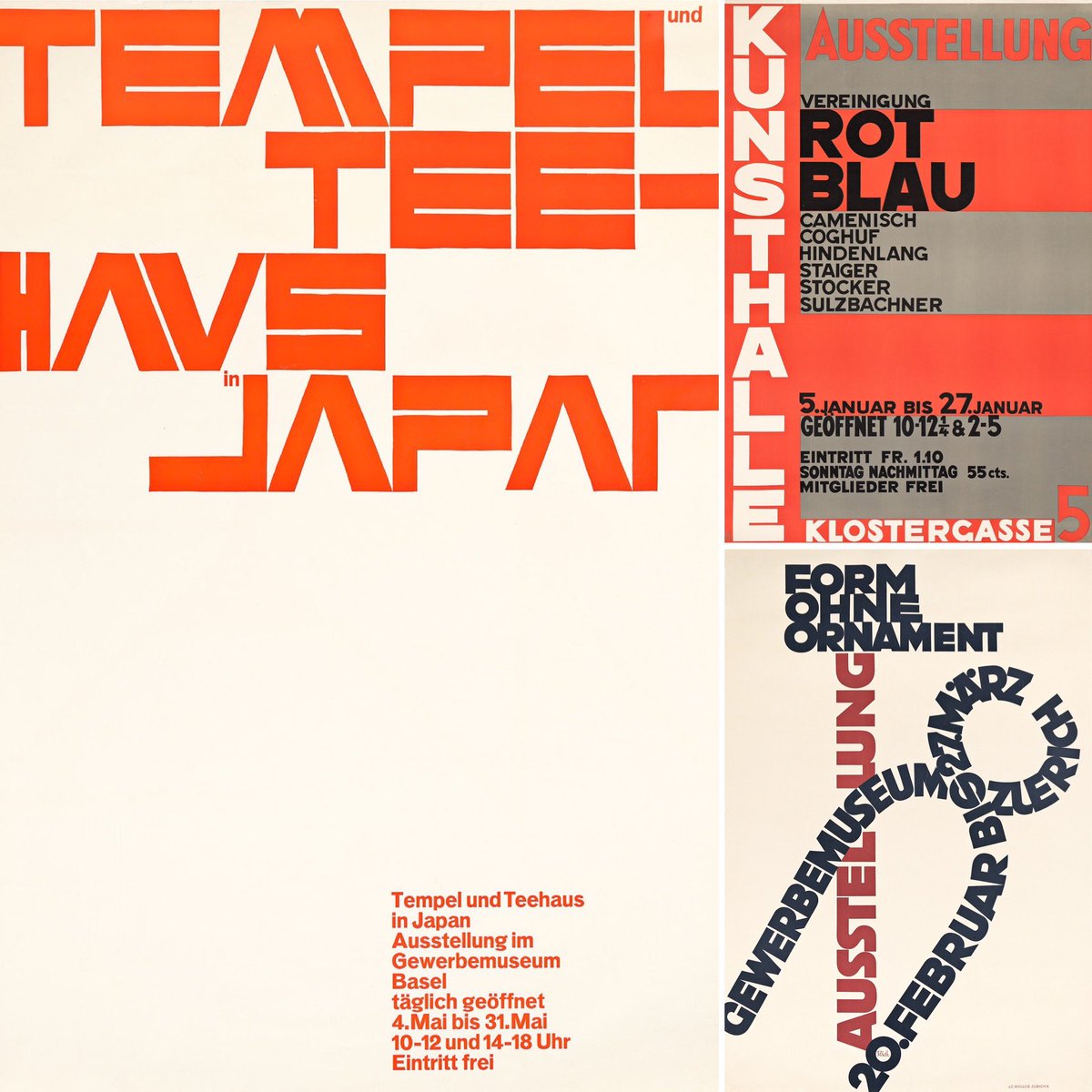 NichoLowry's tweet photo. An homage to #Swiss #typography or simply wonderful #posters by Armin Hofmann, Karl Hindenlang and Walter Kach? #vintageposters #graphcdesign @swanngalleries #auction https://t.co/BByoQwx9vi