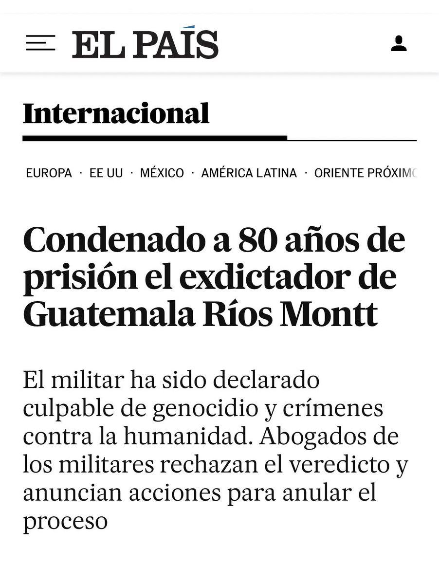 Hoy recordamos una sentencia de un crimen que era un secreto a voces, el Genocidio Ixil o Maya ordenado por el detestable Efraín Ríos Montt, ¡Guatemala nunca más! ¡No volvamos a permitir que algo así vuelva suceder! ¡No olvidamos ni perdonamos! #EnGuatemalaSiHuboGenocidio