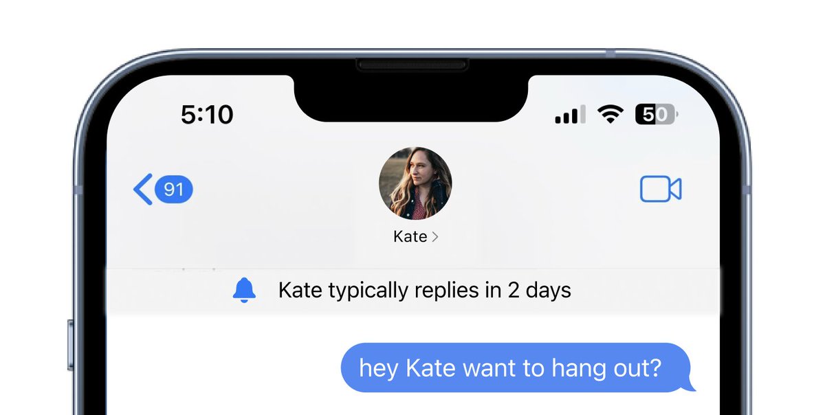0xgaut's tweet photo. iMessage response time estimates https://t.co/YG8Kmp8q1m