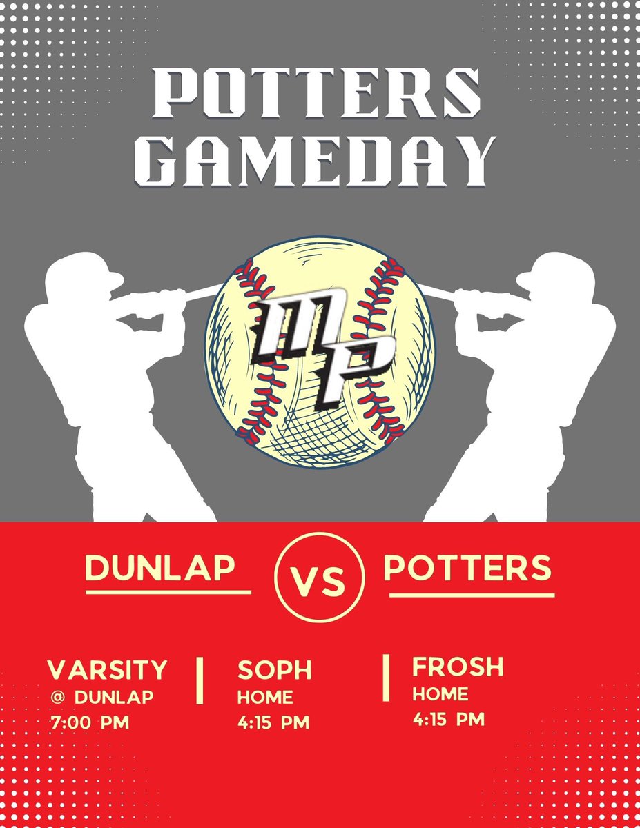PottersBaseball's tweet photo. Potters taking on Dunlap at all levels today. Should be a great day to come out and watch some Mid-Illini baseball. https://t.co/zLTah14D14