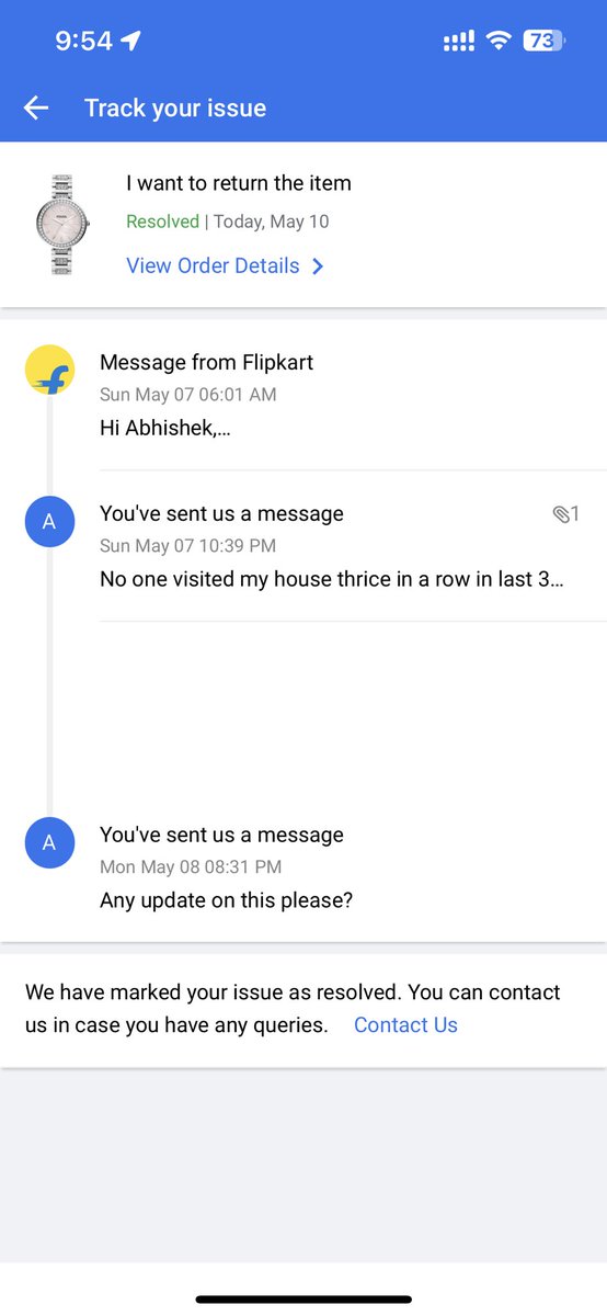 abmalwey's tweet photo. @Flipkart team, I am trying to return one defective product. It got rejected thrice without anyone visiting my house for pickup &amp; @flipkartsupport marked my case as resolved twice without providing any support. Hopeless case. https://t.co/dtV9ZmksJG
