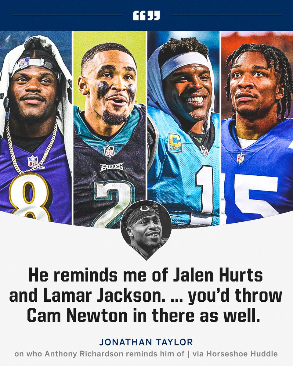 SportsCenter's tweet image. Jonathan Taylor had some interesting comparisons for Anthony Richardson  👀