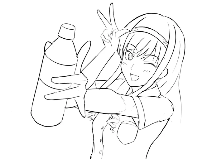 次はこんなふうに森島先輩を描きたいなっていうイメージ
ペットボトルを使って爽やかな感じにしたいところ!!

相変わらずポーズは意味不明、でもいいの!!
背景も迷い中。どうしようかな 