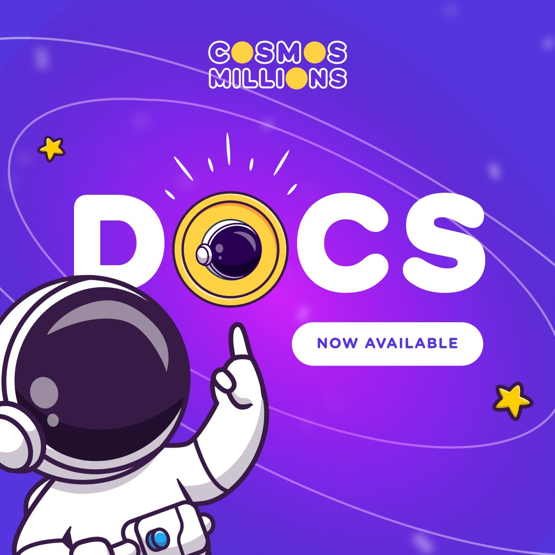 CosmosMillions's tweet photo. Docs are live 📚 🤓
Dive into Cosmos Millions - your exploration starts now 🚀

⚙️ Main rules &amp; concepts
🎱 Pool Management
🏧 Deposits &amp; Withdrawals
⚖️ Draw Mechanism
🌟 Prizes lifecycle
🧾 Protocol Fees
🛡️ Security

👉 https://t.co/o5VRLtHsxr https://t.co/q7AvabYSeB