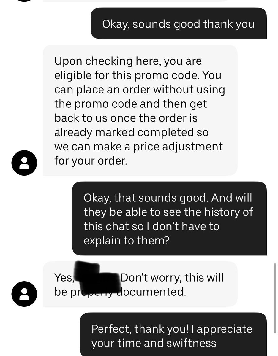 45sneaks's tweet photo. @Uber_Support Was told yesterday to place my order without my $25 promo code since it wasn’t applying. Your support said no problem, just reach out after and we’ll apply it. Now, you say you can’t do anything after I place my $30 order. Wow. Disappointed and frustrated. https://t.co/JZ6xFdEJhA