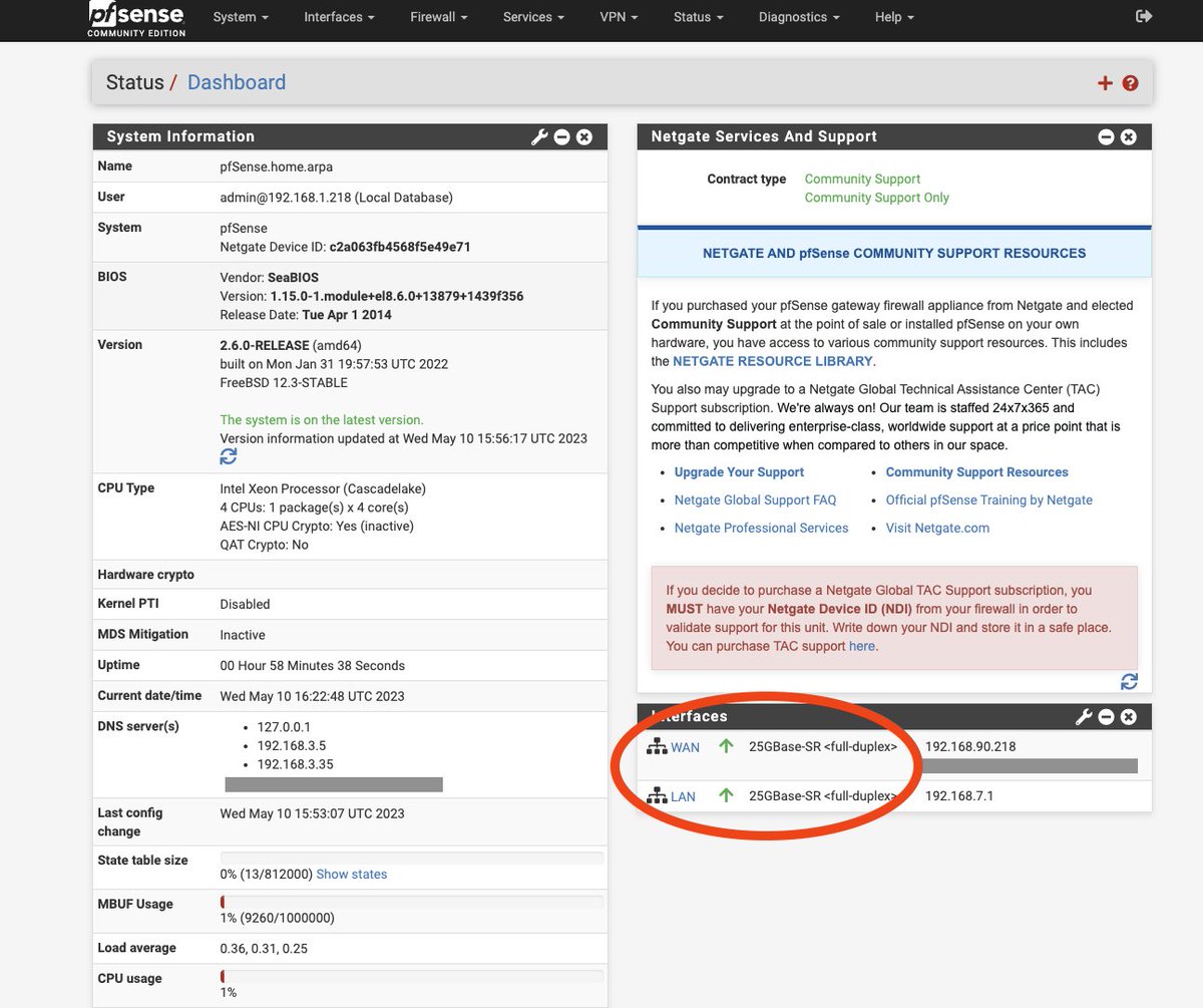v1k0d3n's tweet photo. It's pretty nice to see @pfsense running as a Kubernetes-based #KVM #virtualmachine with @kubevirt/@openshift. Even better with #Intel710 25G #SRIOV-based, isolated interfaces ๐ฅณ
@TomLawrenceTech This is what I've been wanting to show you for a little while now...๐ https://t.co/UiwuXj0ask