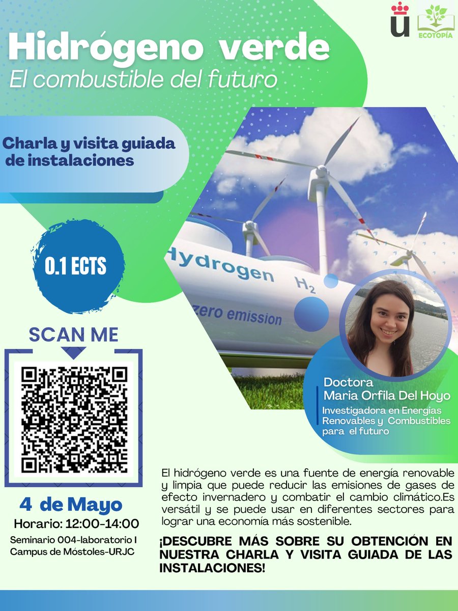El pasado 4 de mayo la investigadora <a href="/Mery_Orfi/">María Orfila</a> habló a los estudiantes de <a href="/ESCET_URJC/">ESCET (URJC)</a> sobre la producción de #hidrogenoverde
